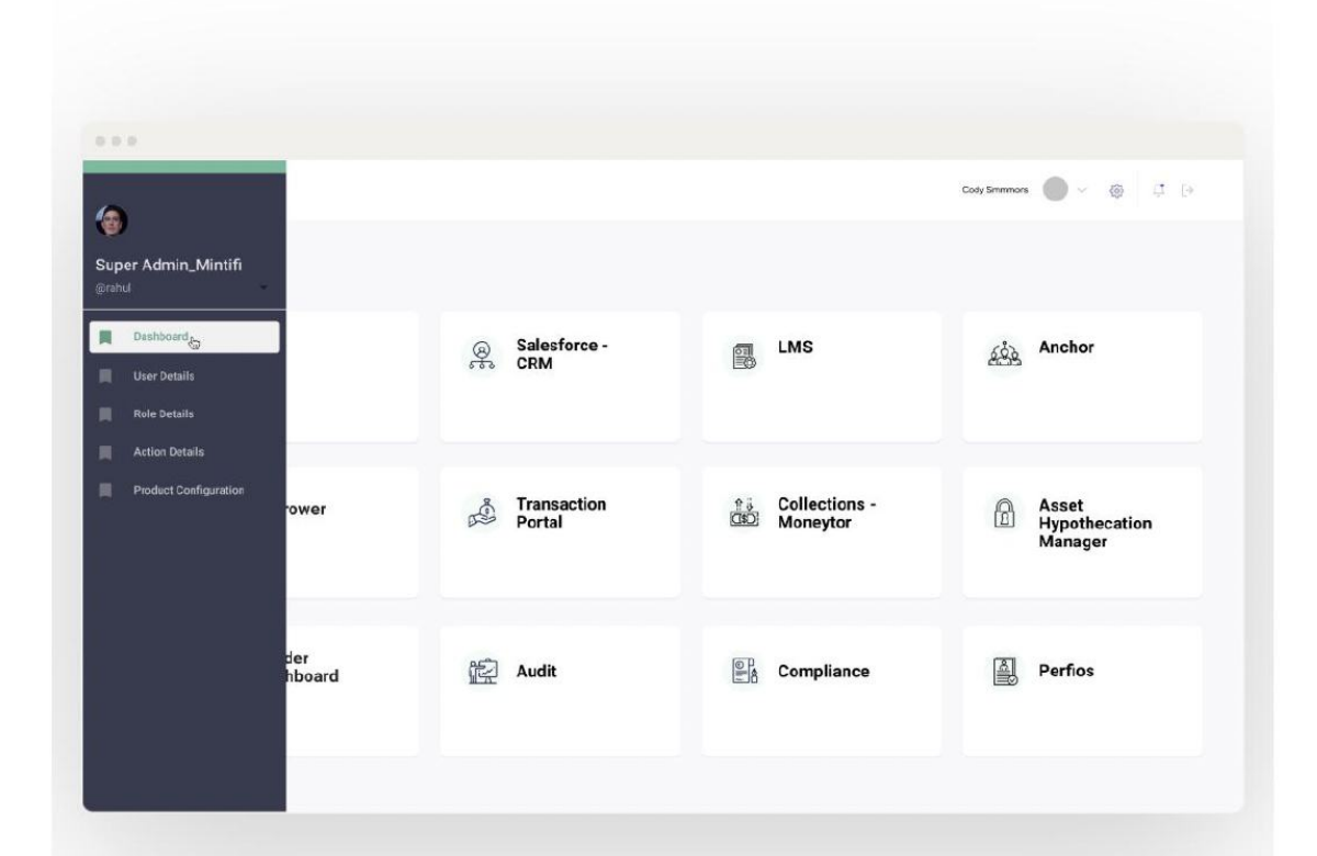 Expanded menu view of the SSO dashboard navigation